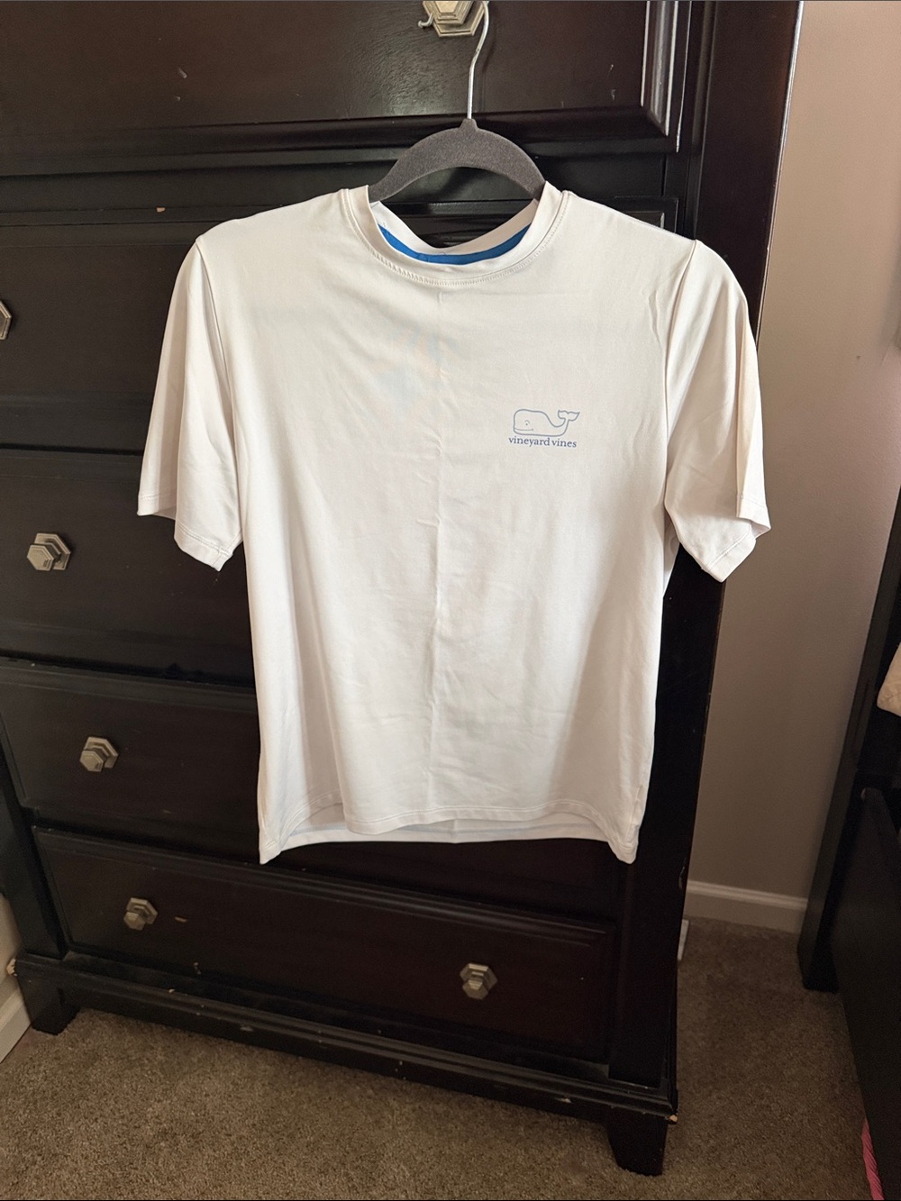 Vineyard Vines White Short-Sleeve Crew with Small Blue Whale Logo